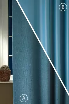 Rusztik - Kék színű blackout függöny egyedi méretre varrva