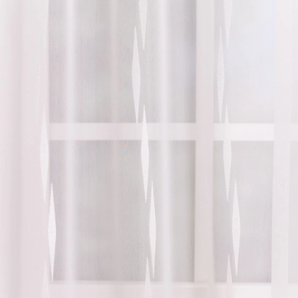 Kansas - Szőtt, nyírt,  fehér, rombusz mintás sablet függöny , ólomzsinóros, 210cm  egyedi méretre varrva