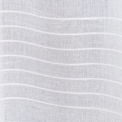 Marion – Fehér csíkos sablé függöny, ólomzsinóros egyedi méretre varrva
