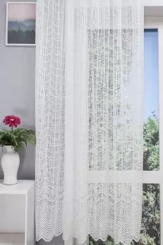 Fehér hullámmintás jacquard függöny egyedi méretre varrva