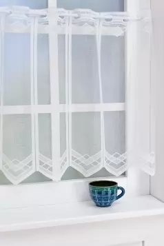 Fehér V mintás jacquard vitrázs függöny egyedi méretre varrva