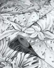 Szürke színű filodendron mintás vlies tapéta, Marburg Botanica, 33308