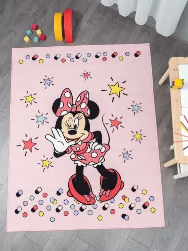 Disney: MINNIE egér nyomott mintás 100% poliamid szőnyeg 130x170 cm méretben.