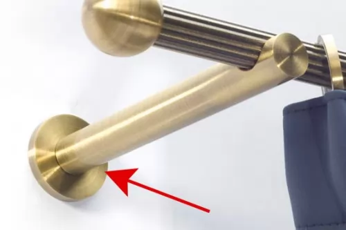 Tartó 16mm-es rúdkarnishoz, modern nyitott szimpla, 13.5 cm hosszú, antik arany színű, 1 db/cs.