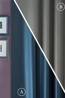 Pierrot - Kétoldalas acélkék-világosszürke blackout függöny egyedi méretre varrva