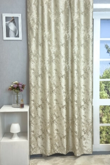 Helsinki - Drapp színű márványmintás jacquard szövött, szaténfényű dekoranyag egyedi méretre varrva