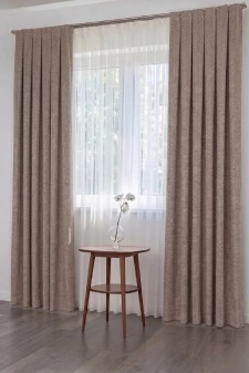 Neptun - Drapp színű halszálkamintás, puha zsenília dekorfüggöny egyedi méretre varrva