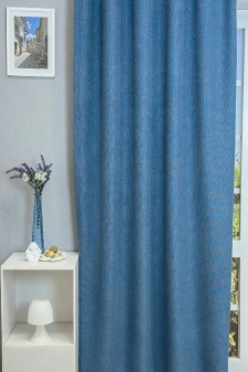 Dorian - Denimkék színű sűrű szövésű, puha zsenília dekor függöny egyedi méretre varrva