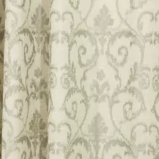 Natúr színű ezüst barokk mintás vászon sötétítő és dekorfüggöny egyedi méretre varrva