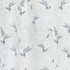 Twister Kuren - Zöld alapon, fehér daru madaras, dekorvászon függöny egyedi méretre varrva