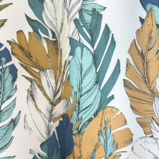 Tahiti - Türkiz-barna tollpihe mintás, egyoldalon nyomott dimout függöny egyedi méretre varrva