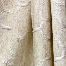 Liam - Ekrü színű geometrikus mintás 6% len vászon sötétítő függöny  egyedi méretre varrva