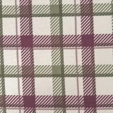 Wilton grid - Bézs alapon lila-zöld kockamintás rusztikus vászon dekor függöny és abrosz anyag egyedi méretre varrva