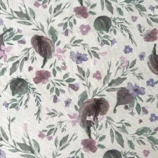 Szicilia - Homokszínű alapon virágmintás dekor és abrosz anyag  egyedi méretre varrva