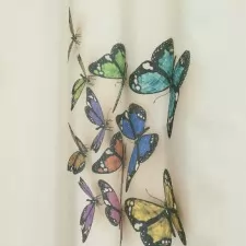 Kémszínű lepkemintás vászon dekorfüggöny, min.100x150 cm/db