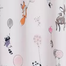 Celebration - Léggömbös kis erdei állatos, nyomott mintás púder színű blackout sötétítő, dekorációs függöny, min.100x140 cm/db