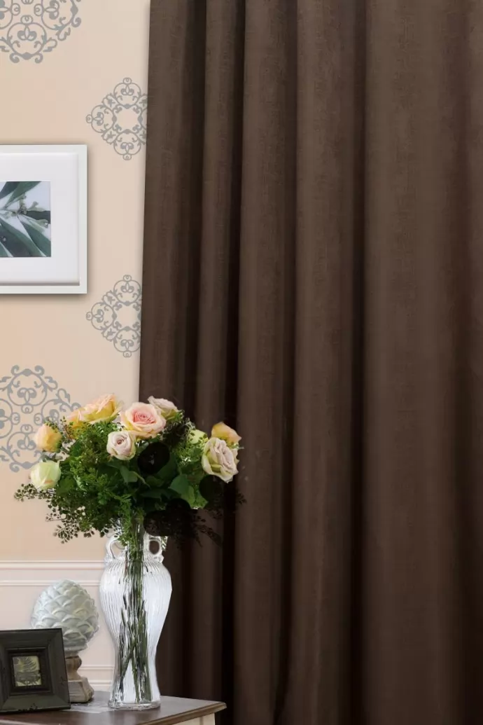 Scott - Sötétbarna színű jacquard szövésű sötétítő függöny, min.100x150 cm/db