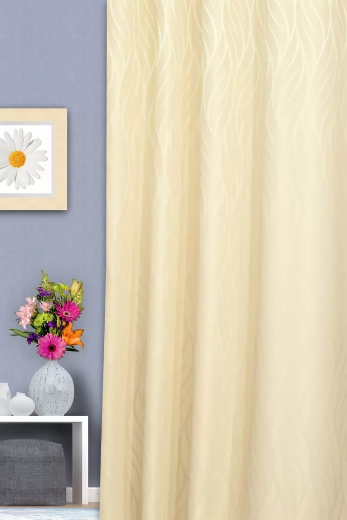 Wilson - Bézs színű hullámmintás sötétítő függöny, min.100x140 cm/db