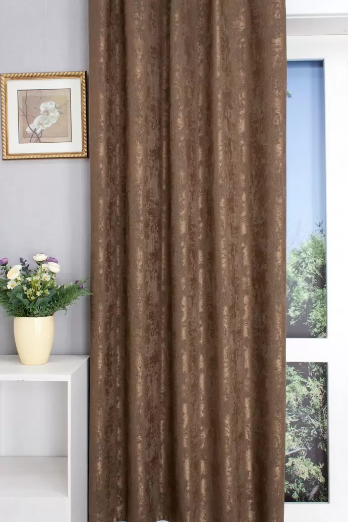 Alhambra - Bronzbarna, bársonyos-sima szövésű dekorfüggöny, min.100x150 cm/db