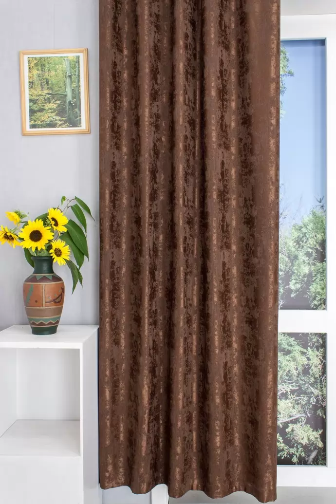 Alhambra - Sötétbarna, bársonyos-sima szövésű dekorfüggöny, min.100x150 cm/db