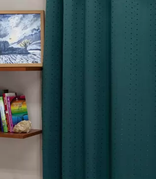 Carmen - Türkizzöld pöttyös sötétítő függöny, teflonos, min.100x140 cm/db