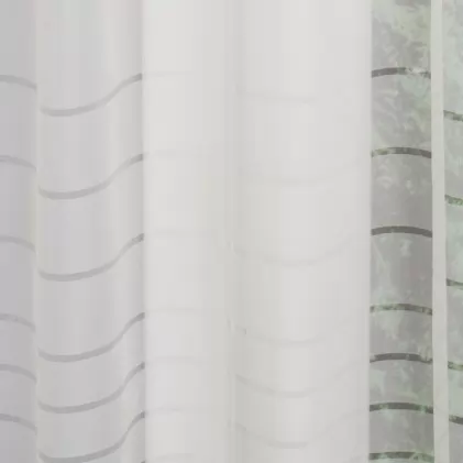 Letízia - Ekrü félorganza függöny bordűrrel egyedi méretre varrva