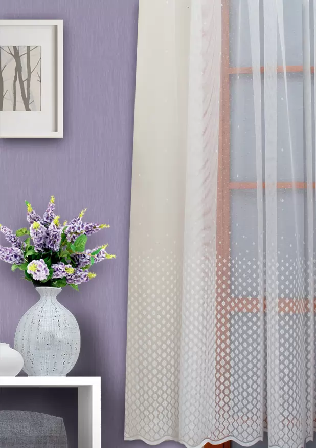 Tört fehér színű rombuszmintás jacquard függöny 1010060319