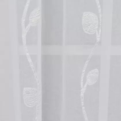 Bristol - Fehér indás-leveles gyűrt voile függöny egyedi méretre varrva