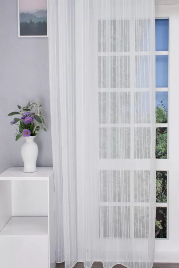 Rotterdam, fehér csíkos sable függöny ROTTERDAM/290/10