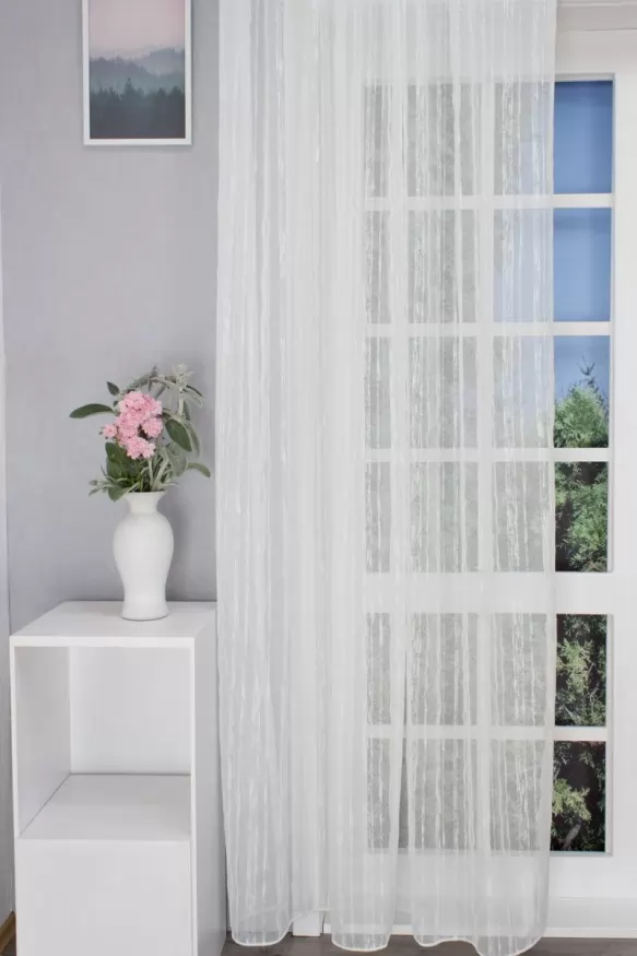 Rotterdam - Tört fehér csíkos sablé függöny ROTTERDAM/290/12