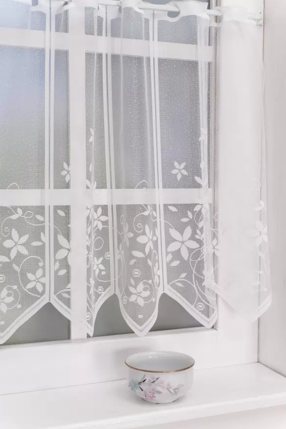 Virágos , indás  fehér  jacquard vitrázs függöny 1010060341