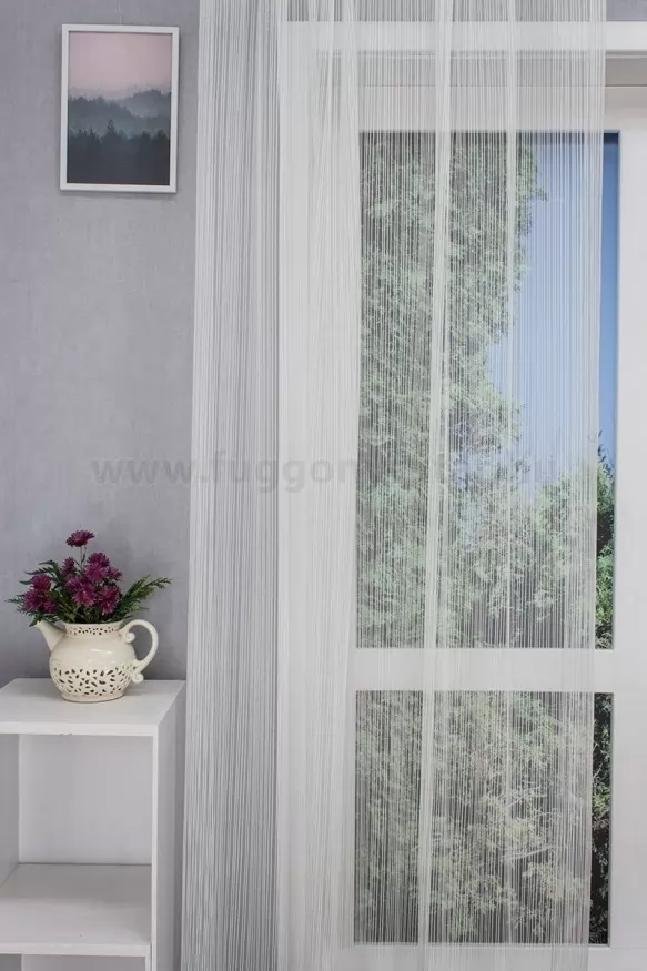 Ekrü tört fehér, sűrűn szövött csíkos jacquard függöny 5070/300/02