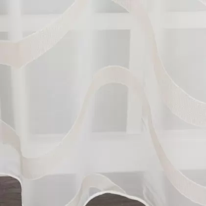 Bézs hullám mintás tört fehér voile függöny egyedi méretre varrva