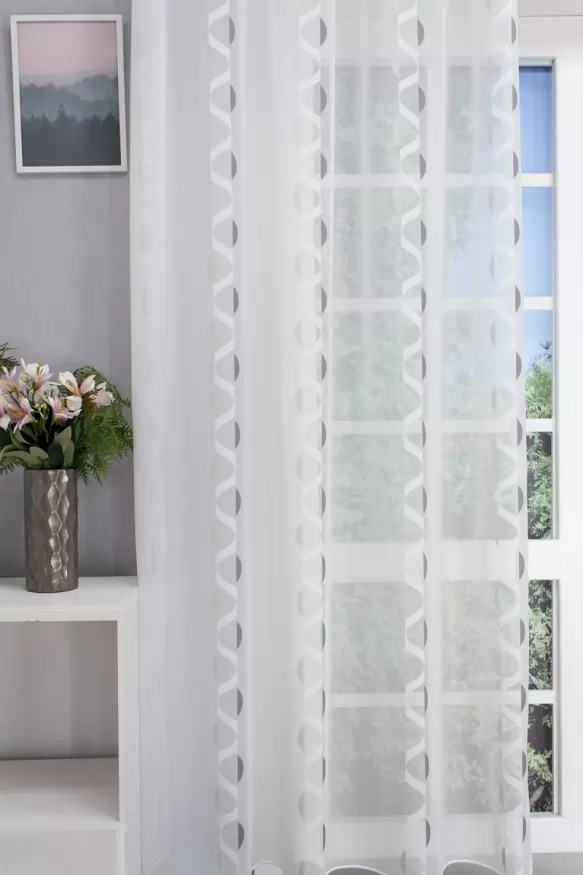 Szürke színű félhold mintás voile függöny Forms/290/05