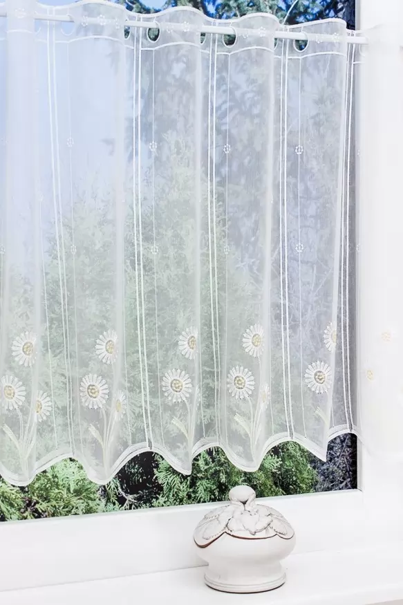 Hímzett, margarétás vitrázs függöny 32603/60