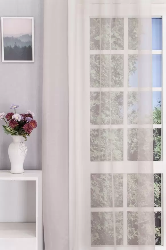 Caffe latte színű aprórács mintás jacquard függöny ólomzsinórral 1010050140