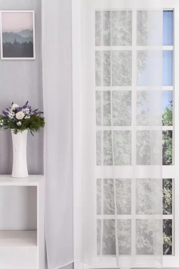 Ezüst színű aprórács mintás jacquard függöny ólomzsinórral 1010050137