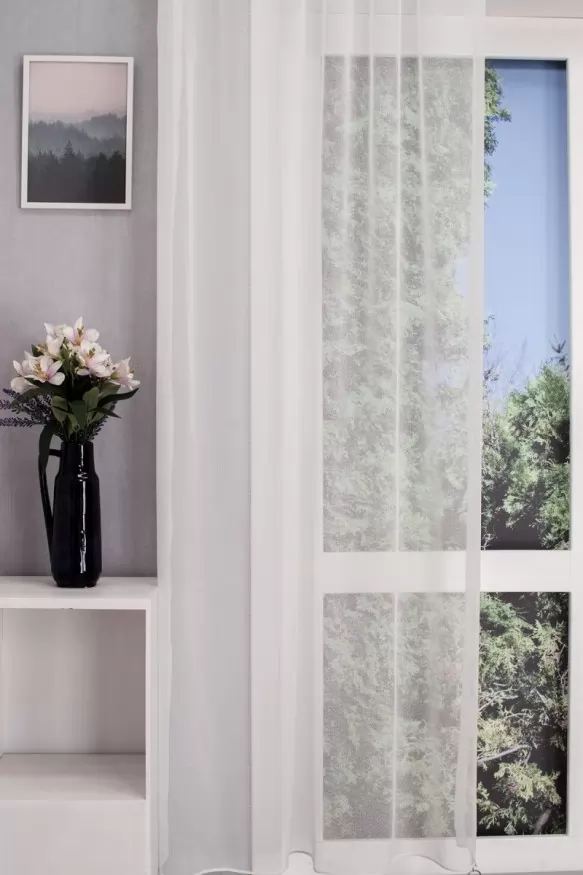 Yvonne - Fehér noppos sablé függöny 1010050144