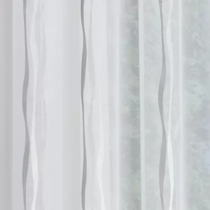 Tiana - Ezüst, szürke, fehér, hullám mintás tetrasablet függöny, ólomzsinóros egyedi méretre varrva