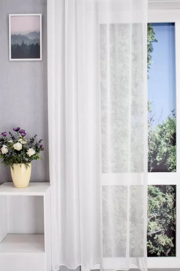 Nancy - fehér , selymes, vastag szálú sablet függöny , ólomzsinóros Nancy/310/10