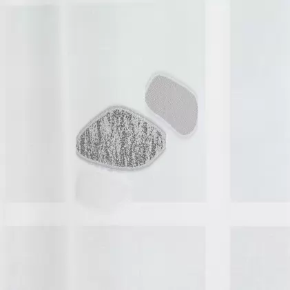 Fehér,ezüst, szürke színű,kavics mintás tetra sablet függöny , ólomzsinóros egyedi méretre varrva