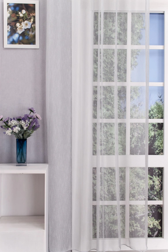 Borgo - Rusztikus szövésű ezüst szürke színű jacquard függöny , ólomzsinóros, 305 cm Borgo/305/19