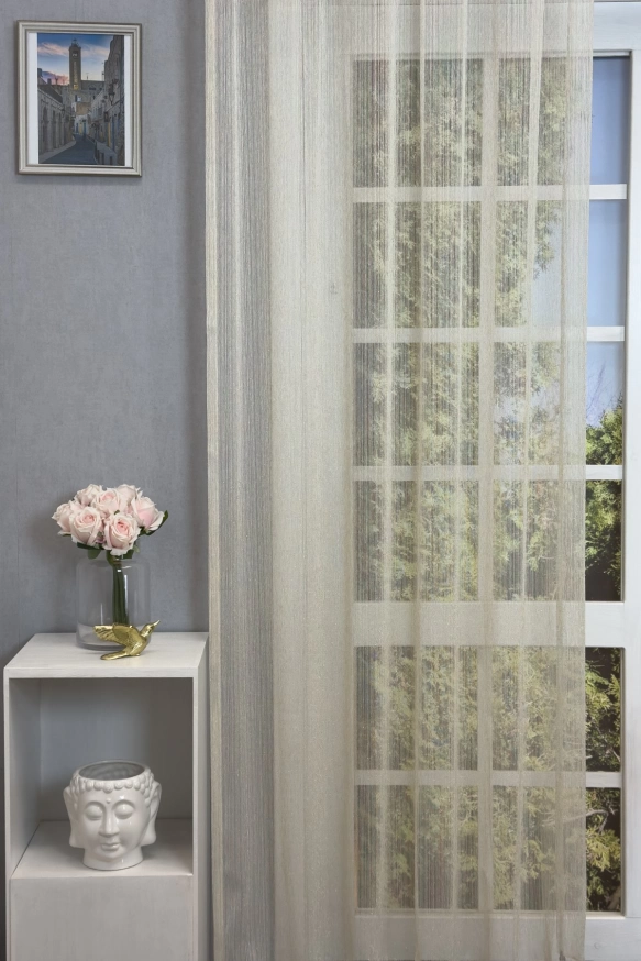 Solingen - Ekrü színű, arany szálbeszövéses jacquard függöny Solingen/300/12