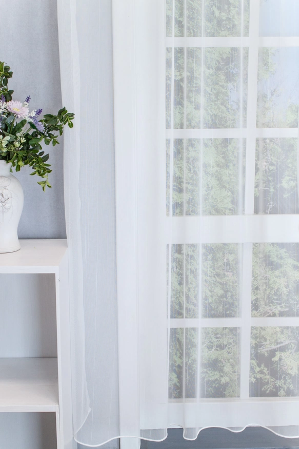 Lima - fehér szálbeszövéses fényáteresztő sablet függöny, ólomzsinóros lima/300/10