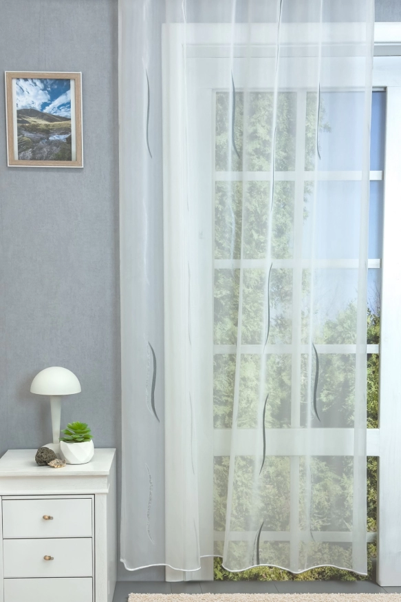 Szürke hullámmintás voile függöny 61149/180-904
