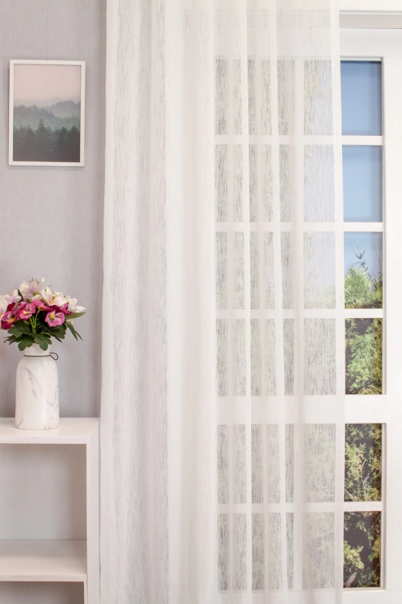 Toulouse - ecrü színű, vasaláskönnyített fényáteresztő sablé függöny, szórt mintával Toulouse/315/12