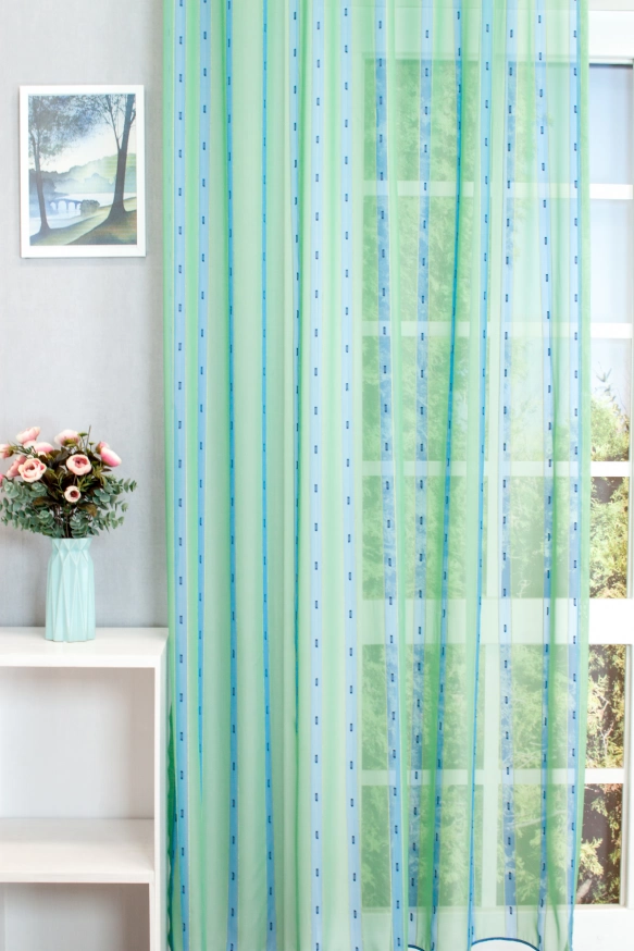 Kék-zöld csíkos szövött mintás voile 004 kék-zöld/300