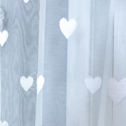 My heart-Fehér színű szívmintás jacquard függöny egyedi méretre varrva