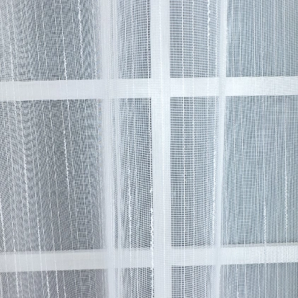 Hamburg - Fehér színű, függőleges csíkos szövött mintás sablé fényáteresztő függöny egyedi méretre varrva