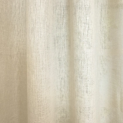 Tejeskávé színű, rusztikus stílusú, sűrű szövésű fényáteresztő függöny egyedi méretre varrva